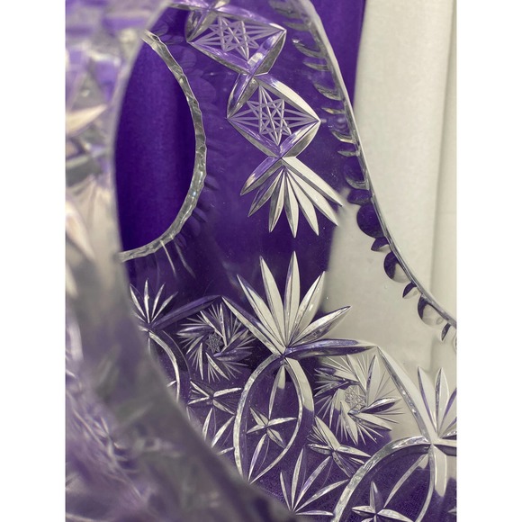 Vintage Lead Crystal Clear Cut Diamond Design Basket - Picture 12 of 15